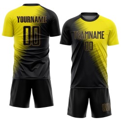 Uniforme de fútbol negro y dorado antiguo, sublimación dorada, personalizado Uniforme de fútbol negro y dorado antiguo, sublimación dorada, personalizado