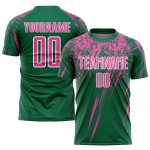 Camiseta de fútbol sublimada verde rosa y blanca personalizada Kelly Camiseta de fútbol sublimada verde rosa y blanca personalizada Kelly