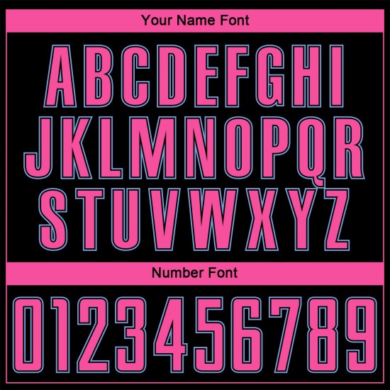 Camiseta de fútbol personalizada negra con sublimación de moda, con rayas rosa y azul claro Camiseta de fútbol personalizada negra con sublimación de moda, con rayas rosa y azul claro