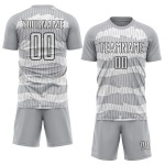 Camiseta de fútbol personalizada de sublimación, color blanco y negro, con rayas grises Camiseta de fútbol personalizada de sublimación, color blanco y negro, con rayas grises