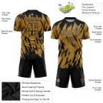 Camiseta de fútbol antigua personalizada con sublimación dorada, color negro Camiseta de fútbol antigua personalizada con sublimación dorada, color negro