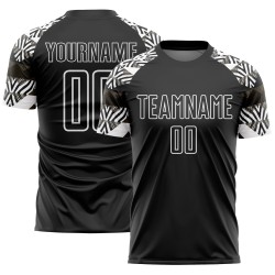 Camiseta personalizada con patrón geométrico negro, uniforme de fútbol de cebra, sublimación, blanco y negro