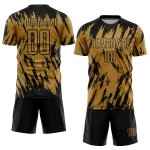 Camiseta de fútbol antigua personalizada con sublimación dorada, color negro Camiseta de fútbol antigua personalizada con sublimación dorada, color negro
