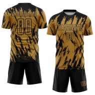 Camiseta de fútbol antigua personalizada con sublimación dorada, color negro Camiseta de fútbol antigua personalizada con sublimación dorada, color negro
