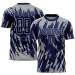 Camiseta gris sublimada personalizada azul marino uniforme de fútbol Camiseta gris sublimada personalizada azul marino uniforme de fútbol