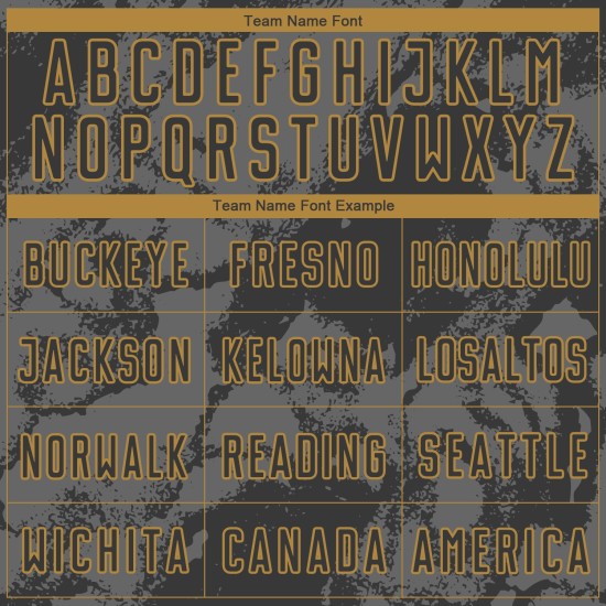 Uniforme de fútbol personalizado dorado con sublimación, arte abstracto, gris-negro antiguo grunge Uniforme de fútbol personalizado dorado con sublimación, arte abstracto, gris-negro antiguo grunge