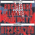 Uniforme de fútbol sublimado personalizado, camiseta roja y blanca, color negro Uniforme de fútbol sublimado personalizado, camiseta roja y blanca, color negro