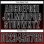 Camiseta de fútbol geométrica personalizada, líneas uniforme, sublimación negra, rojo y blanco Camiseta de fútbol geométrica personalizada, líneas uniforme, sublimación negra, rojo y blanco