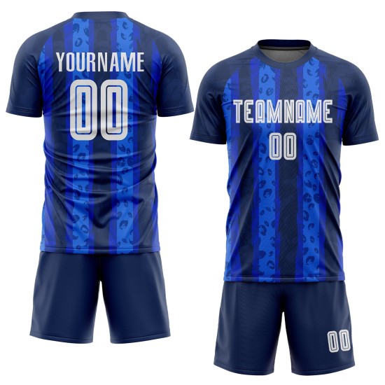 Camiseta de fútbol de visitante blanca-real (sublimación, uniforme azul marino) personalizada Camiseta de fútbol de visitante blanca-real (sublimación, uniforme azul marino) personalizada