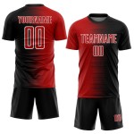 Camiseta de fútbol personalizada con degradado de línea, uniforme de sublimación negro, rojo y blanco Camiseta de fútbol personalizada con degradado de línea, uniforme de sublimación negro, rojo y blanco