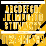 Uniforme de fútbol de sublimación con formas de flecha, camiseta dorada personalizada, negro y blanco Uniforme de fútbol de sublimación con formas de flecha, camiseta dorada personalizada, negro y blanco