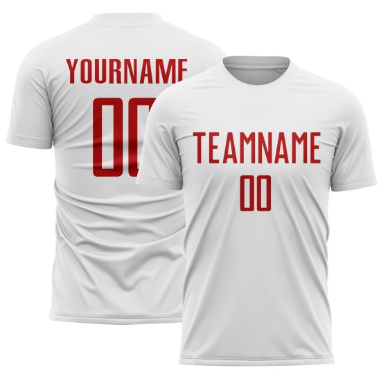 Camiseta de fútbol personalizada de sublimación, uniforme rojo y blanco Camiseta de fútbol personalizada de sublimación, uniforme rojo y blanco