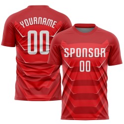 Uniforme personalizado de sublimación, camiseta blanca de fútbol roja