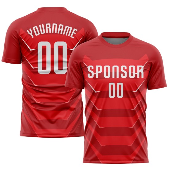 Uniforme personalizado de sublimación, camiseta blanca de fútbol roja
