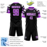 Camiseta de fútbol personalizada con estampado de animales, color morado y blanco, sublimación, color negro Camiseta de fútbol personalizada con estampado de animales, color morado y blanco, sublimación, color negro