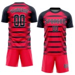 Camiseta de fútbol personalizada por sublimación, color rojo, azul marino y blanco Camiseta de fútbol personalizada por sublimación, color rojo, azul marino y blanco