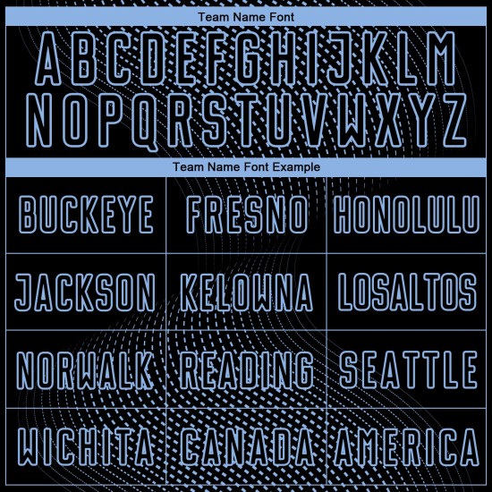 Uniforme de fútbol con líneas de sublimación geométricas, camiseta negra personalizada, azul claro Uniforme de fútbol con líneas de sublimación geométricas, camiseta negra personalizada, azul claro