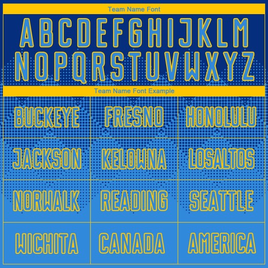 Uniforme de fútbol personalizado por sublimación, camiseta azul real y dorada. Uniforme de fútbol personalizado por sublimación, camiseta azul real y dorada.