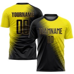 Uniforme de fútbol negro y dorado antiguo, sublimación dorada, personalizado