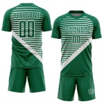 Camiseta de sublimación blanca a rayas personalizada Kelly Uniforme de fútbol verde Camiseta de sublimación blanca a rayas personalizada Kelly Uniforme de fútbol verde