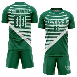 Camiseta de sublimación blanca a rayas personalizada Kelly Uniforme de fútbol verde