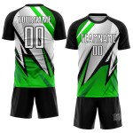 Uniforme de fútbol negro personalizado, camiseta blanca y verde Aurora sublimada Uniforme de fútbol negro personalizado, camiseta blanca y verde Aurora sublimada