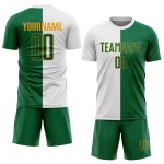 Uniforme de sublimación, camiseta blanca de fútbol dividida, personalizada, moda Kelly verde-dorado Uniforme de sublimación, camiseta blanca de fútbol dividida, personalizada, moda Kelly verde-dorado