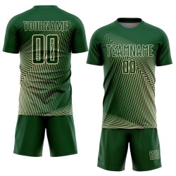 Camiseta de fútbol personalizada con líneas verdes y crema por sublimación Camiseta de fútbol personalizada con líneas verdes y crema por sublimación