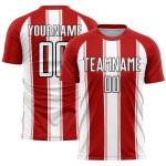 Camiseta de fútbol personalizada de línea roja, blanco y negro, sublimación Camiseta de fútbol personalizada de línea roja, blanco y negro, sublimación