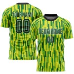Camiseta de fútbol personalizada verde neón, sublimación verde-dorada Camiseta de fútbol personalizada verde neón, sublimación verde-dorada
