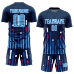 Camiseta personalizada de EE. UU., uniforme azul marino y blanco, líneas de sublimación azul cielo, fútbol Camiseta personalizada de EE. UU., uniforme azul marino y blanco, líneas de sublimación azul cielo, fútbol