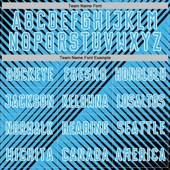 Camiseta de fútbol personalizada azul-blanca de línea de sublimación negra, uniforme Sky Camiseta de fútbol personalizada azul-blanca de línea de sublimación negra, uniforme Sky