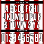 Camiseta de fútbol personalizada de línea roja, blanco y negro, sublimación Camiseta de fútbol personalizada de línea roja, blanco y negro, sublimación