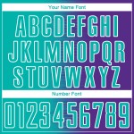 Camiseta de fútbol morada personalizada con degradado de línea blanca aguamarina y sublimación Camiseta de fútbol morada personalizada con degradado de línea blanca aguamarina y sublimación