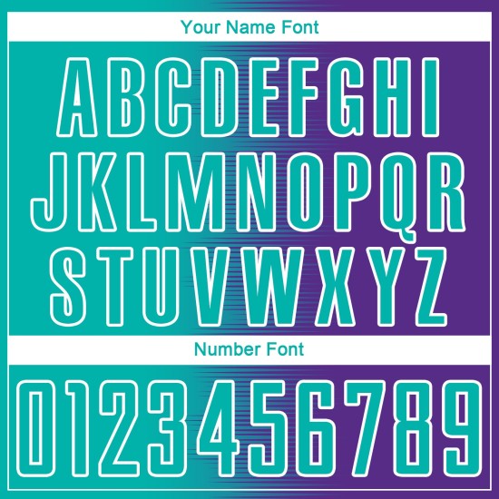 Camiseta de fútbol morada personalizada con degradado de línea blanca aguamarina y sublimación Camiseta de fútbol morada personalizada con degradado de línea blanca aguamarina y sublimación