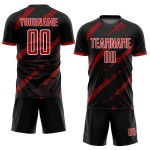 Uniforme de fútbol sublimado personalizado, camiseta negra, roja y blanca Uniforme de fútbol sublimado personalizado, camiseta negra, roja y blanca