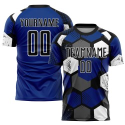 Uniforme de fútbol personalizado de sublimación, camiseta negra y blanca