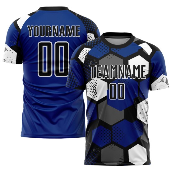 Uniforme de fútbol personalizado de sublimación, camiseta negra y blanca Uniforme de fútbol personalizado de sublimación, camiseta negra y blanca