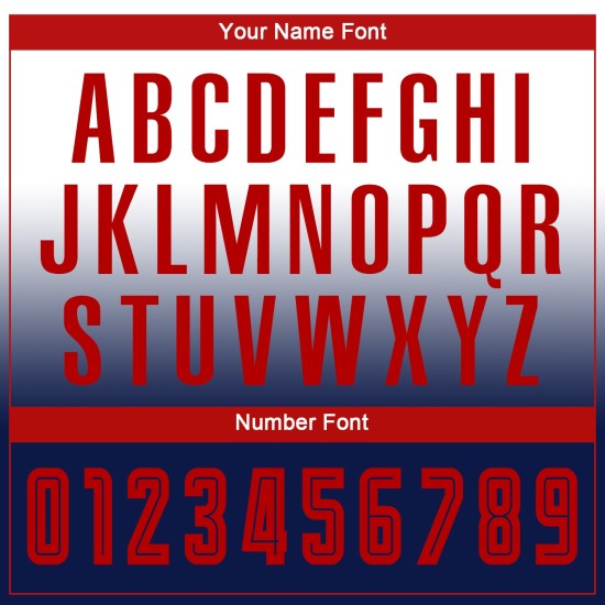 Camiseta de fútbol personalizada blanca con sublimación desvanecida, manga larga, color rojo y azul marino Camiseta de fútbol personalizada blanca con sublimación desvanecida, manga larga, color rojo y azul marino