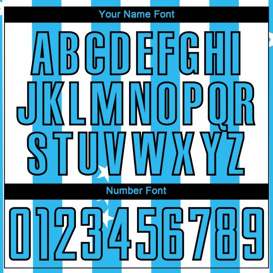 Uniforme de fútbol personalizado Sky And Stars con cuadros azul y negro, sublimación, camiseta blanca Uniforme de fútbol personalizado Sky And Stars con cuadros azul y negro, sublimación, camiseta blanca