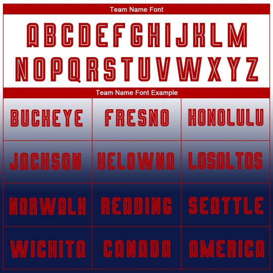 Camiseta de fútbol personalizada blanca con sublimación desvanecida, manga larga, color rojo y azul marino Camiseta de fútbol personalizada blanca con sublimación desvanecida, manga larga, color rojo y azul marino