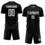 Uniforme de fútbol personalizado blanco sublimado camiseta negra Uniforme de fútbol personalizado blanco sublimado camiseta negra