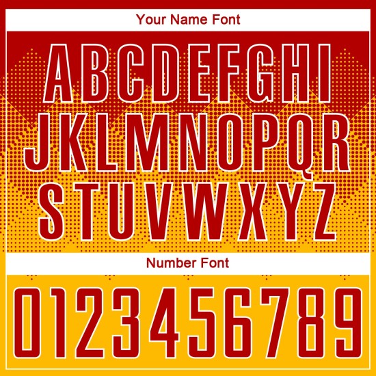 Camiseta de fútbol personalizada sublimada en dorado, rojo y blanco Camiseta de fútbol personalizada sublimada en dorado, rojo y blanco