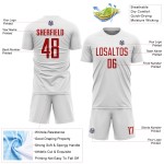 Camiseta de fútbol personalizada de sublimación, uniforme rojo y blanco Camiseta de fútbol personalizada de sublimación, uniforme rojo y blanco