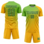 Camiseta de fútbol personalizada de sublimación en verde azulado y dorado neón Camiseta de fútbol personalizada de sublimación en verde azulado y dorado neón