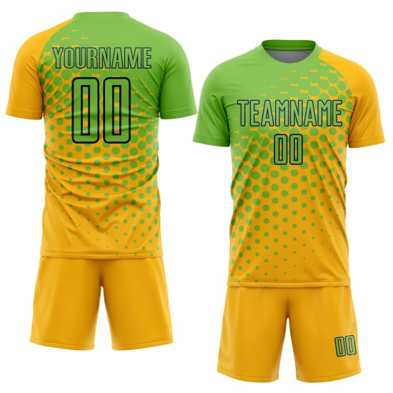 Camiseta de fútbol personalizada de sublimación en verde azulado y dorado neón Camiseta de fútbol personalizada de sublimación en verde azulado y dorado neón