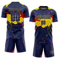 Camiseta de fútbol de sublimación personalizada de uniforme dorado real Camiseta de fútbol de sublimación personalizada de uniforme dorado real