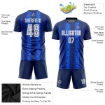 Camiseta de fútbol de visitante blanca-real (sublimación, uniforme azul marino) personalizada Camiseta de fútbol de visitante blanca-real (sublimación, uniforme azul marino) personalizada