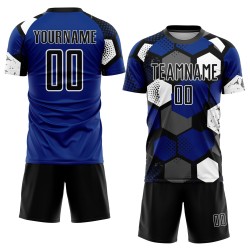 Uniforme de fútbol personalizado de sublimación, camiseta negra y blanca Uniforme de fútbol personalizado de sublimación, camiseta negra y blanca