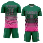 Camiseta de fútbol personalizada Kelly con sublimación, de rayas verdes y rosas, de moda Camiseta de fútbol personalizada Kelly con sublimación, de rayas verdes y rosas, de moda